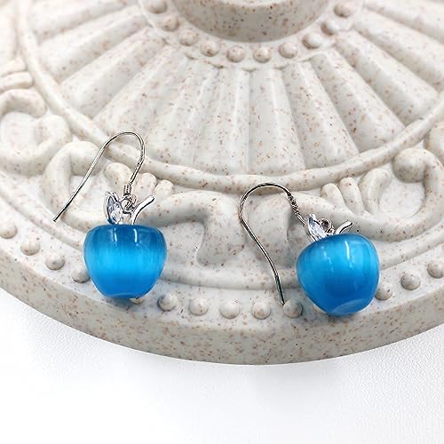 Uloveido Apple Necklace and Earrings Set for Women Cute Apple Jewelry Set for Teacher Mom YL007 - color: Dark Blue