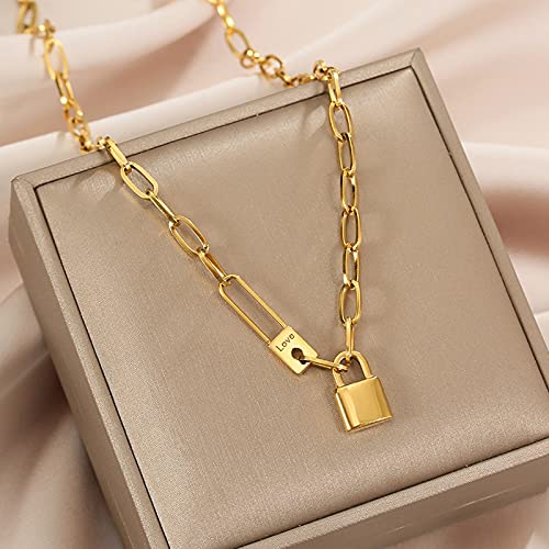 CHGCRAFT 10pcs Real 18K Gold Plated 304 Stainless Steel Pendants Padlock Pendant for Necklace Bracelets Jewelry Making,18x10x4mm