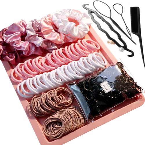 YANRONG Hair Accessories Set: 755PCS Seamless Ponytail Holders, Scrunchies, Hair Bands, and Hair Ties for Thick and Curly Hair (Gradient Powder) - color: 755PCS (gradient powder)
