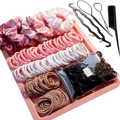 YANRONG Hair Accessories Set: 755PCS Seamless Ponytail Holders, Scrunchies, Hair Bands, and Hair Ties for Thick and Curly Hair (Gradient Powder) - color: 755PCS (gradient powder)