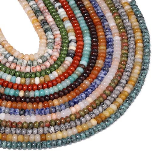 Songxi 5x8mm Natural Deep Red Stone Rondelle Beads, 75PCS Spacer Round Loose Abacus Beads for Jewelry Making, Gemstone for Bracelet Necklace Earrings, Arts and Crafts - color: Deep Red Stone