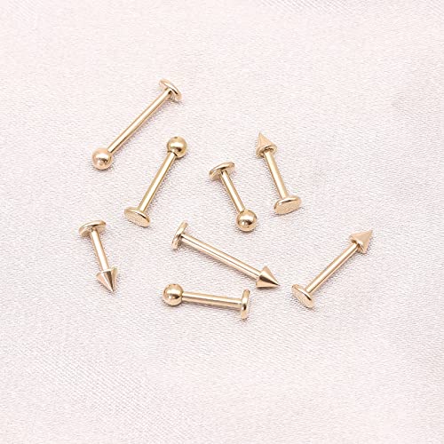 BLISI G23 Solid Titanium Eyebrow Piercing Jewelry, Gold Black Rose Gold Silver Pink Rainbow Eyebrow Rings 16G Curved Barbell,Tiny Vertical Labret Lip Jewelry Rook Piercing Jewelry for Women and Men - color: Rose Gold 3