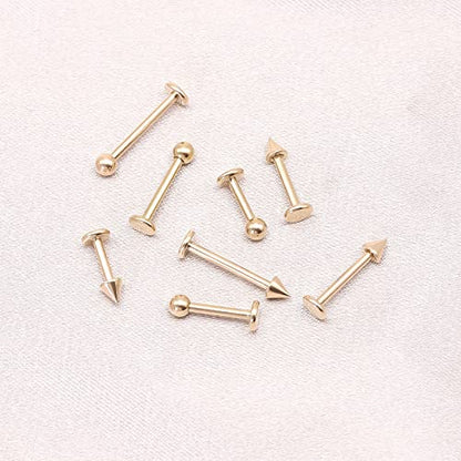 BLISI G23 Solid Titanium Eyebrow Piercing Jewelry, Gold Black Rose Gold Silver Pink Rainbow Eyebrow Rings 16G Curved Barbell,Tiny Vertical Labret Lip Jewelry Rook Piercing Jewelry for Women and Men - color: Rose Gold 3