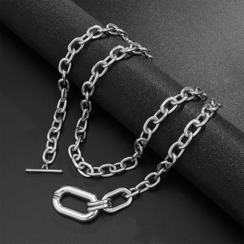 Layered Chunky Gold Silver Necklace Big Cuban Chain Statement Necklace Stacked Punk Chain Choker Necklaces for Women Trendy Jewelry Birthday Gifts - color: 03 Silver