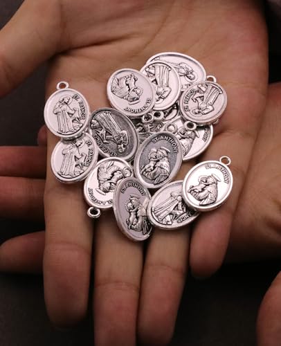 Saint Therese of Lisieux/Saint Mother Teresa of Calcutta/Divine Mercy Jesus/Mater Dolorosa Patron Saint Medal Charm Pendant for DIY Rosary Necklace Bracelet Jewelry Making Part - color: 30pcs-St.Anthony