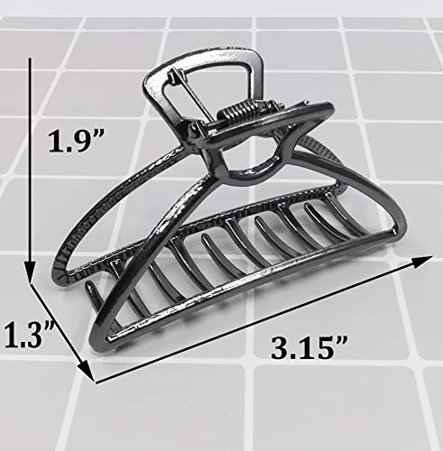 HH&LL Hair Clips, Metal Hair Claw Barrette Clamp Jaw for Women (2, Black+ Silver) - color: Black+ Silver