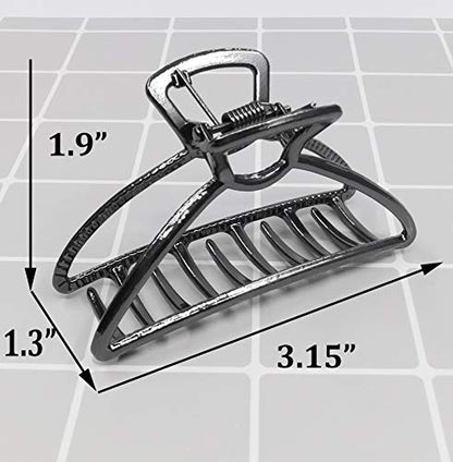 HH&LL Hair Clips, Metal Hair Claw Barrette Clamp Jaw for Women (2, Black+ Silver) - color: Black+ Silver