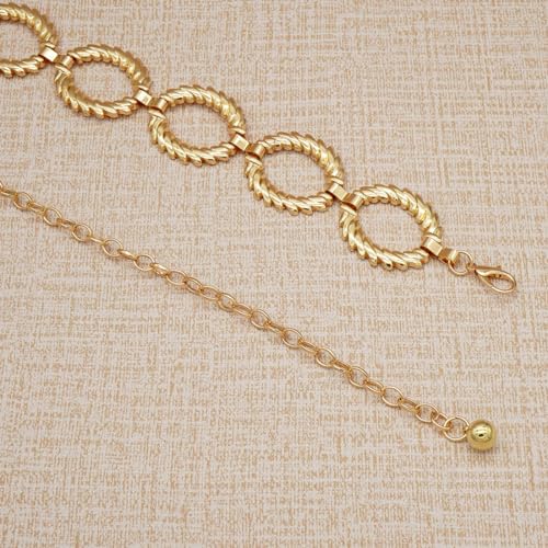 Women's Chain Belt Metal Waist Belt Chunky Belly Link Belt - color: Circle Gold, size: XL: 59 in