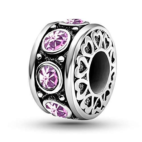 KunBead January-December Birthstone Birthday Heart Bead Charms Compatible with Pandora Bracelet for Mom Daughter Grandma Granddaughter Nana Auntie Wife Sister Best Friend - color: JUN