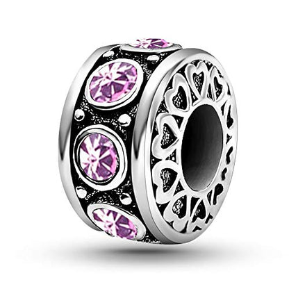KunBead January-December Birthstone Birthday Heart Bead Charms Compatible with Pandora Bracelet for Mom Daughter Grandma Granddaughter Nana Auntie Wife Sister Best Friend - color: JUN