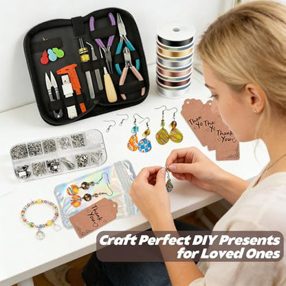 Queenme Jewelry Making Tools Kit: Necklace Repair Set for Adults | Jewelry Making Supplies Kit with Pliers Wires and Findings, Jewelry Repair and Beading, for Bracelet Earring, Crafters DIY