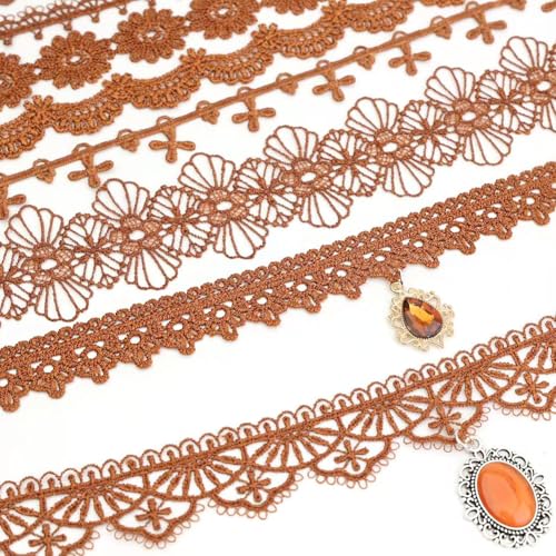 Pink Lace Choker Necklace Set, 10 Pieces - color: Brown