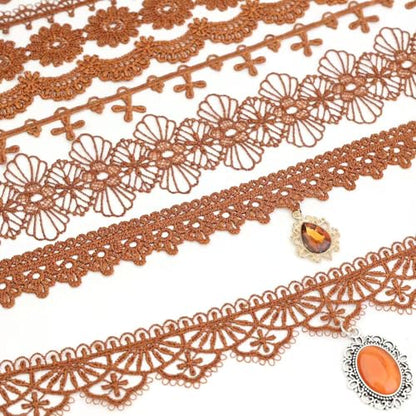 Pink Lace Choker Necklace Set, 10 Pieces - color: Brown