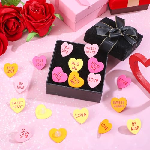 Giegxin 40 Pcs Valentine's Day Conversation Heart Pins for Women Love Candy Pins Romantic Words Lapel Brooch Backpacks for Jackets Bags Hats Valentines Day Accessories Gifts - style: Elegant