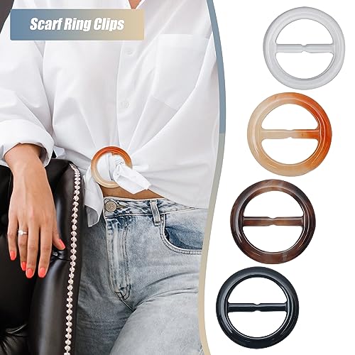 AEGYPIUS Scarf Ring, 10 Pcs Resin Scarf Rings for Women Fashion Round Shirt Clips for Women, Scarf Buckle Scarf Ring Clip Silk Neckerchief Clasp Clothing Wrap Fasten Holder for Lady Girls