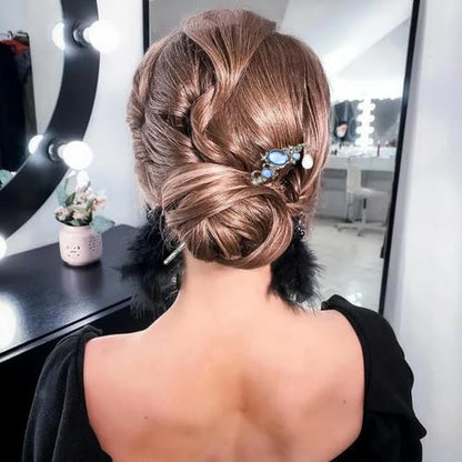 5PCS Star Moon Hair Sticks for Buns Long Hair Chinese Hanfu Asian Vintage Hair Chopsticks Metal Silver Hair Bun Updo Holders Long Hairpins for Women Girls