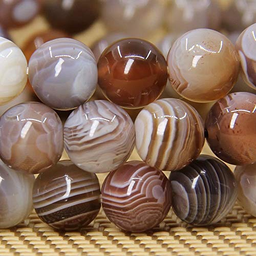 Angelstones Gemstones 8mm Round Beads Healing Crystal Bracelet for women | Natural Gemstone, Handmade Gifts for Women, Healing Crystal Round Beaded Stretch Bracelets, Unisex Jewelry for Women and Men - color: Botswana Agate