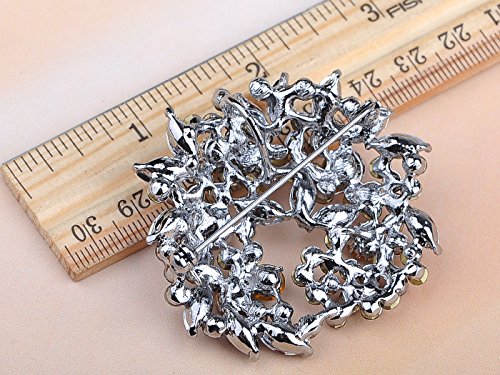 Alilang Violet Lavender Purple Crystal Rhinestone Floral Wreath Brooch Pin - color: purple