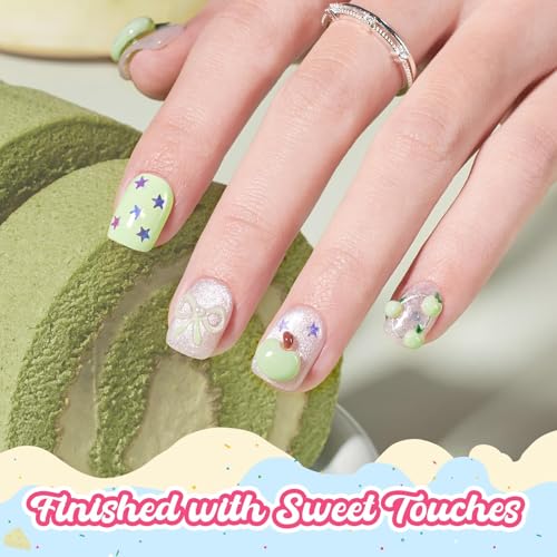 Beetles Green Gel Nail Polish, Matcha Mousse, Pastel Green Gel Polish | Color-Matched Bottle Design, Soak Off UV LED, Long-Lasting Nails Art for Home DIY & Holiday - color: H - Creme Green | Taste of Spring Matcha Mousse