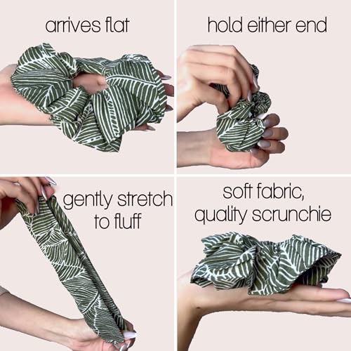 likemary Oversized Hair Scrunchies for Women, Gentle on Thick and Thin Hair | Match Your Mood and Outfit, 5-Pack Snag-Free Elastic Hair Ties for Buns and Ponytails, Made from Reclaimed Fabric, Gift-Boxed