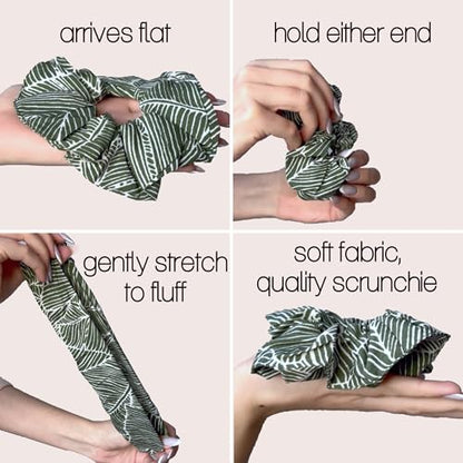 likemary Oversized Hair Scrunchies for Women, Gentle on Thick and Thin Hair | Match Your Mood and Outfit, 5-Pack Snag-Free Elastic Hair Ties for Buns and Ponytails, Made from Reclaimed Fabric, Gift-Boxed