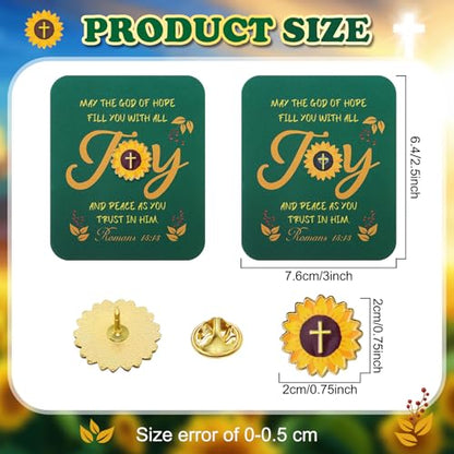 Sayglossy 30 Sets Sunflower Pins on Card Bulk Religious Joy Faith Sunflower Pins with Card Gifts Religious Christian Bible Verse Lapel Pin with Cards for Church Gift - style: Sunflower