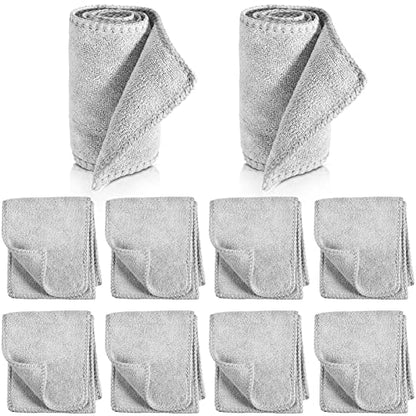 10 Pcs Shine Shoes Cloth Kit Polish Dauber Applicators Cleaning Leather Shoes Boots Microfiber Care Cloths Suede Cleaner - color: Gray
