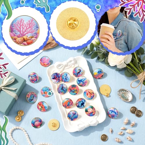 30/60 Pcs Cute Enamel Pins Bulk Plant Flower Animal Halloween Gothic Fall Pumpkin Cartoon Lapel Pin Brooches Jewelry Gift for Backpack Clothes Hats Accessories - style: Ocean