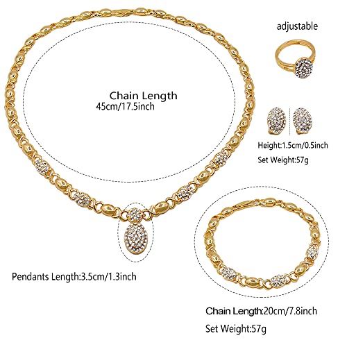 SYHOL Gold Jewelry Sets for Women 18K Gold/Silver Filled Jewelry Necklace Set Wedding Bridal Fashion Jewelry Sets Women Accessories Bracelets Earrings and Rings Sweetheart Gifts - color: GX0037