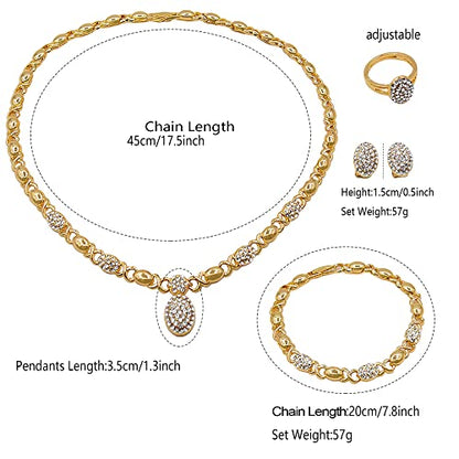 SYHOL Gold Jewelry Sets for Women 18K Gold/Silver Filled Jewelry Necklace Set Wedding Bridal Fashion Jewelry Sets Women Accessories Bracelets Earrings and Rings Sweetheart Gifts - color: GX0037