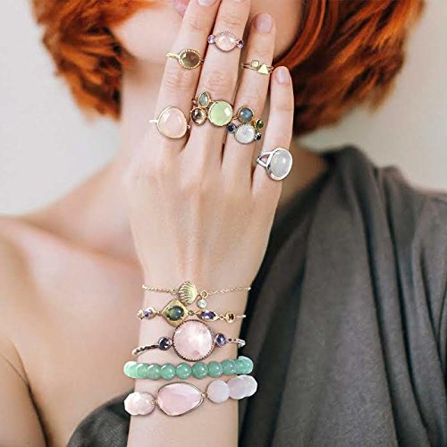 Bling Jewelry Genuine 8MM Gemstone Ball Bead Stretch Bracelet Stackable (3 Set) - color: Multi Gemstones