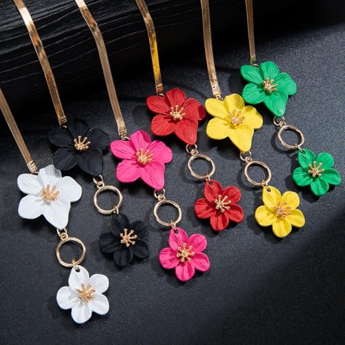 Flower Anklets for Women Trendy Flower Ankle Bracelet Boho Floral Anklet Summer Beach Anklets Jewelry for Women - color: Black