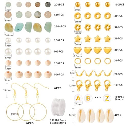 Jewelry Making Kit for Adults, 1562pcs Natural Stone Beads Bracelet Making | Funtopia Jewelry Making Supplies Gemstone Crystal Marble Beads for DIY Craft Bracelet Necklace Earrings