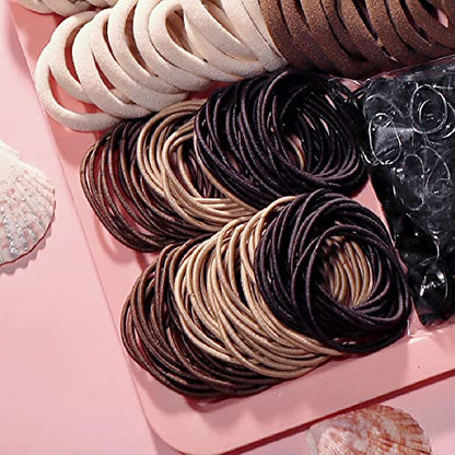 YANRONG Brown Hair Ties For Women Girls,Elastic Ponytail Holders Rubber Band For Thick Hair & Thin Hair Fashion Hair Accessories Set（809PCS） - color: Brown