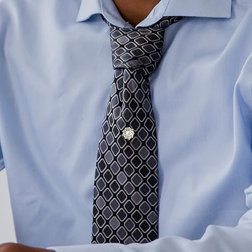 HAWSON Mens Tie Tack with Chain Round Crystal Wedding Business Accessories - color: Gold + Crystal
