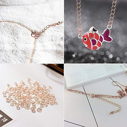 EuTengHao 1504pcs Open Jump Ring and Lobster Clasps Jewelry Repair Tools Jewelry Making Supplies Kit with Jewelry Making Accessories for Necklace Making Repair (Rose Gold) - color: Rose Gold
