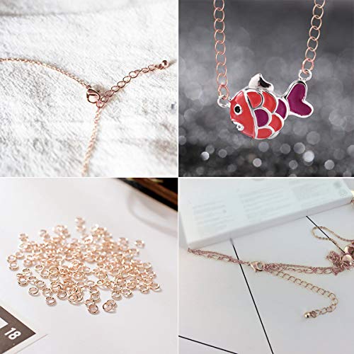 EuTengHao 1504pcs Open Jump Ring and Lobster Clasps Jewelry Repair Tools Jewelry Making Supplies Kit with Jewelry Making Accessories for Necklace Making Repair (Rose Gold) - color: Rose Gold