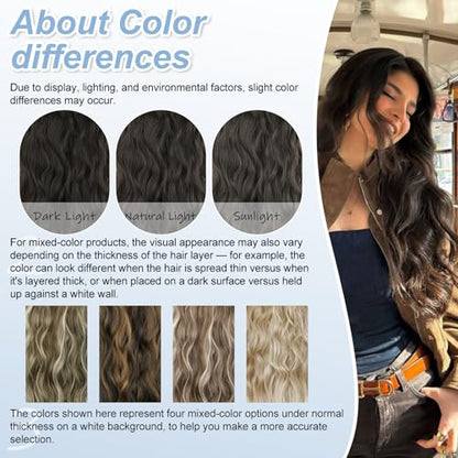 Dark Brown Halo Hair Extensions 20 Inch Synthetic Hair for Women | Wavy Texture with Invisible Wire and 4 Secure Clips for Easy Daily Styling Party Wear and Added Length - color: Dark Brown