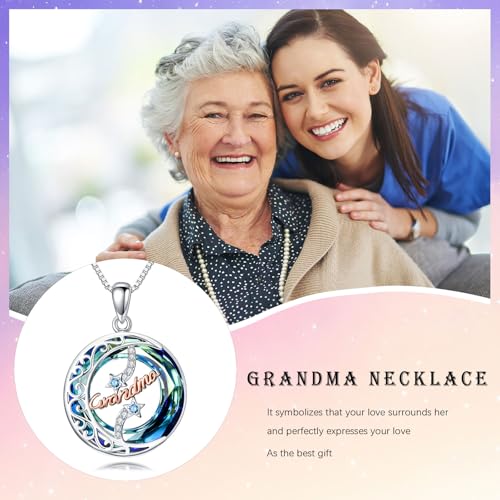925 Sterling Silver Necklace Gifts for Women Crystal/Opal Jewelry Pendant Christmas Birthday Gift - style: Crystal-Grandma