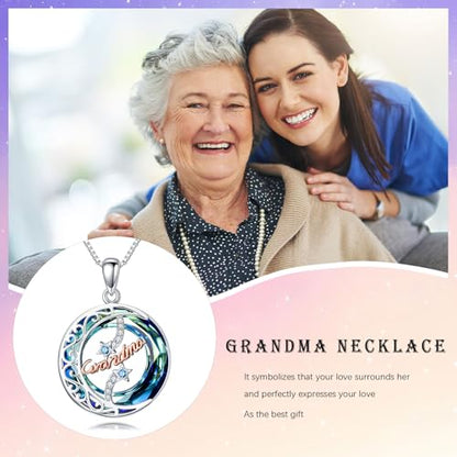 925 Sterling Silver Necklace Gifts for Women Crystal/Opal Jewelry Pendant Christmas Birthday Gift - style: Crystal-Grandma
