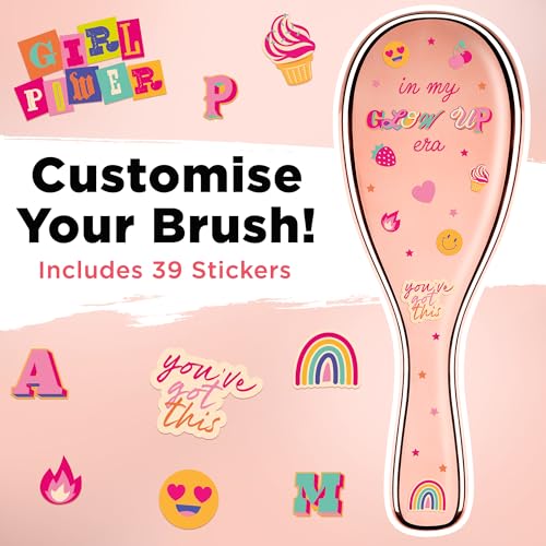 Lily England Hair Brush Set for Girls with Comb, Claw Clip & Stickers