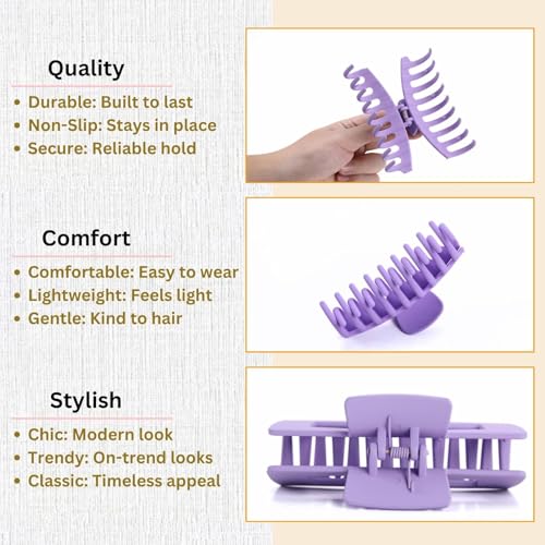 LuSeren 8 Pack Hair Clips for Women 4.3 Inch Large Hair Claw Clips for Women Thin Thick Curly Hair, Big Matte Banana Clips,Strong Hold jaw clips Black Purple Beige Pink - color: Multicolor1