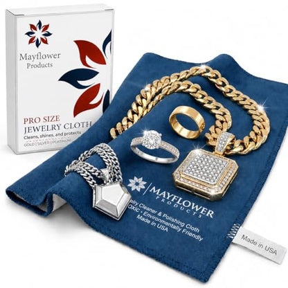 Mayflower Premium Jewelry Cleaning Cloth Made in USA. Sterling Silver Polishing Cloth for Gold Platinum & Diamonds. Removes Tarnish, Restores Shine. Reusable 11 x 14 Non Toxic Professional Cleaner - color: Blue