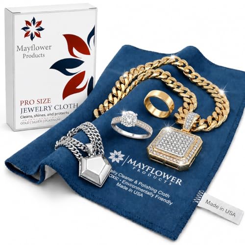 Mayflower Premium Jewelry Cleaning Cloth Made in USA. Sterling Silver Polishing Cloth for Gold Platinum & Diamonds. Removes Tarnish, Restores Shine. Reusable 11 x 14 Non Toxic Professional Cleaner - color: Blue