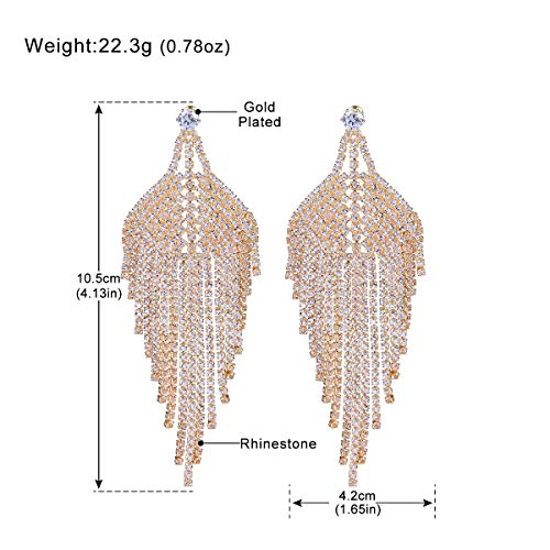 Silver Rhinestone Crystal Bridal Chandelier Long Tassels Dangle Earrings for Wedding - color: A-4