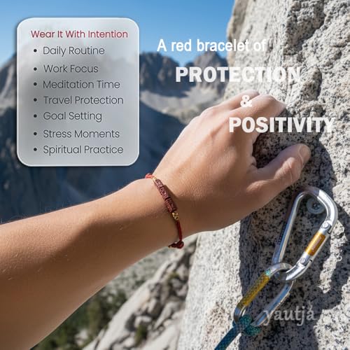 Yautja Tibetan Buddhist Red Buddha Spiritual Protection Red String Bracelet | Meditation Prayer Jewelry for Good Luck Health Wealth, Cinnabar Beads Exorcism Bracelet with Amulet Card, Handmade Adjustable - color: winered