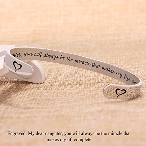 Btysun Bracelets for Women Mothers Day Bracelet Gifts from Daughter Inspirational Gifts for Women Graduation Gifts for Her Motivational Birthday Cuff Bangle Friendship Personalized Mantra Jewelry… - style: 1-Daughter-My dear daughter...my life complete