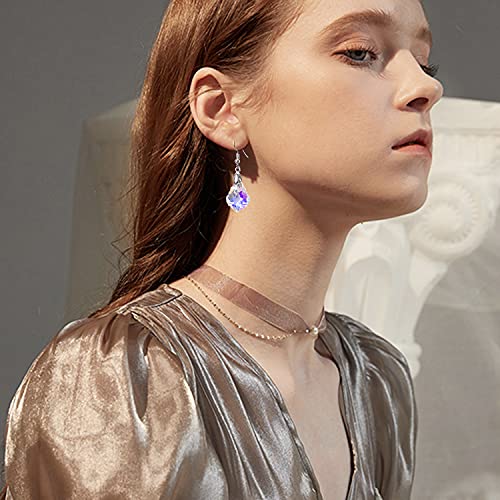 Unique Sparkly Multi-color Crystal Teardrop Dangle Drop Earrings Rainbow Crystal Geometry Earrings for Women Statement Chic Charm Jewelry Gifts - color: Colorful white