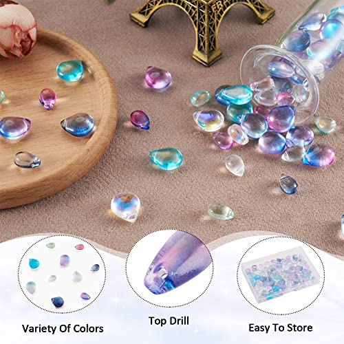 Cheriswelry 100Pcs 9-12mm Teardrop Glass Beads Top Drilled Waterdrop Glass Beads Colorful Drop Shape Spacer Beads for DIY Bracelets Earrings Necklace Jewelry Making Crafts - color: Mixed Color*15