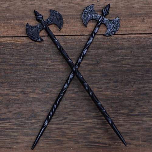 2PCS Viking Dragon Hair Sticks, Black Metal Hair Pins for Women | Black Metal Hair Accessories for Buns, Updos, Renaissance Festival, Halloween & Cosplay - color: ZRTL26